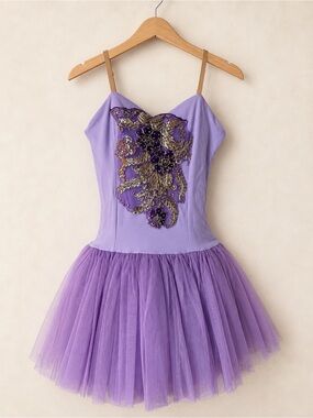 Tutu Gallery Lavender, Purple, and Metallic Ballet Tutu Costume w/ floral detail